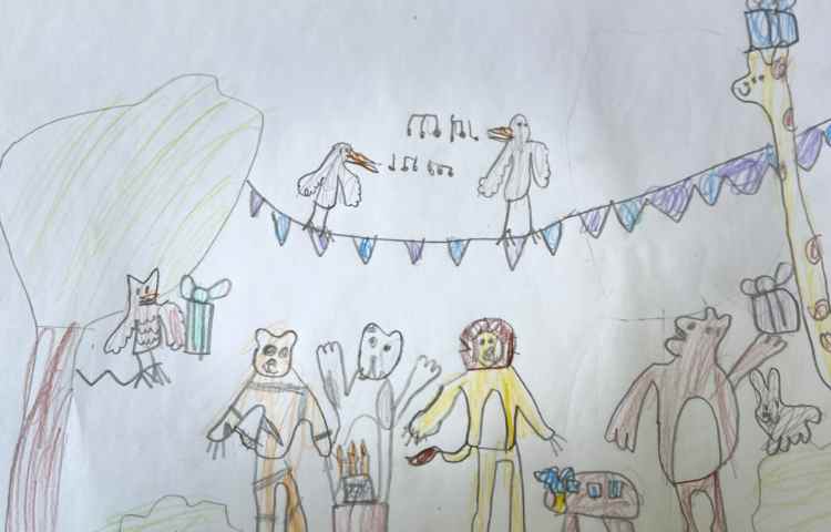 نقاشی ازاد(مهمانی حیوانات درجنگل) 4