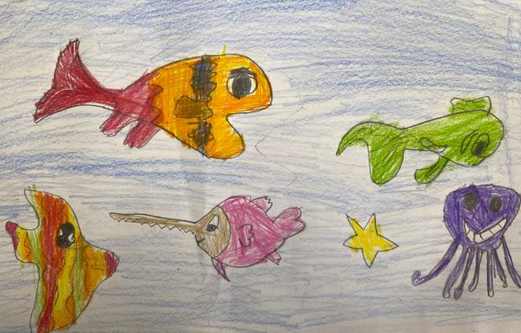 :نقاشی از آکواریوم با انواع ماهی و دریا 4