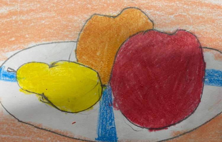 :نقاشی از میوه با سایه و روشن،متریال مداد رنگی 11