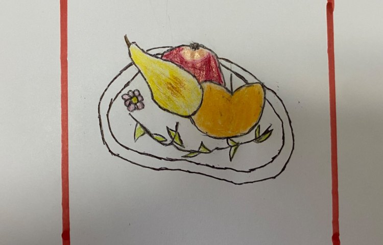 :نقاشی از میوه با سایه و روشن،متریال مداد رنگی 4