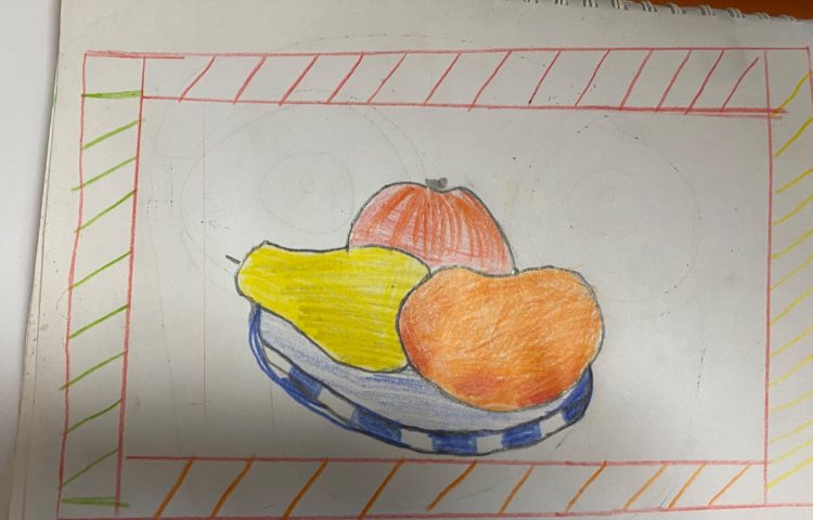 :نقاشی از میوه با سایه و روشن،متریال مداد رنگی 7