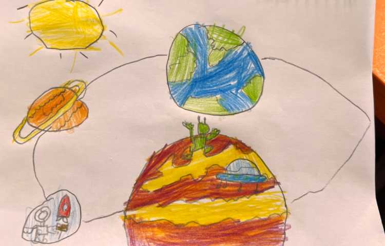 نقاشی از کوه آتشفشان و کهکشان 2