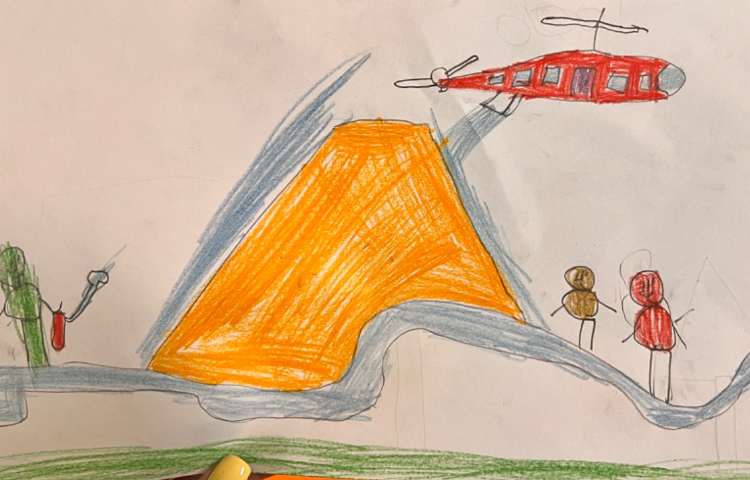 نقاشی از کوه آتشفشان و کهکشان 4