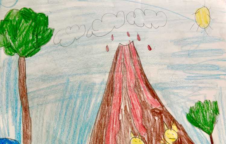 نقاشی از کوه آتشفشان و کهکشان 7