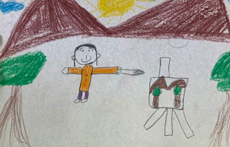 نقاشی از یک نقاش درحال نقاشی در فضای دلخواه (منظره ،موزه ،بنای تاریخی...) 2