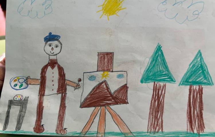 نقاشی از یک نقاش درحال نقاشی در فضای دلخواه (منظره ،موزه ،بنای تاریخی...) 3