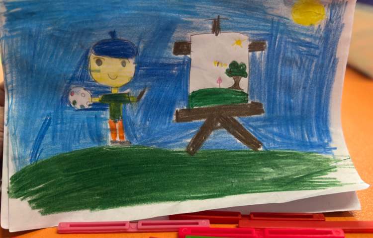 نقاشی از یک نقاش درحال نقاشی در فضای دلخواه (منظره ،موزه ،بنای تاریخی...) 6