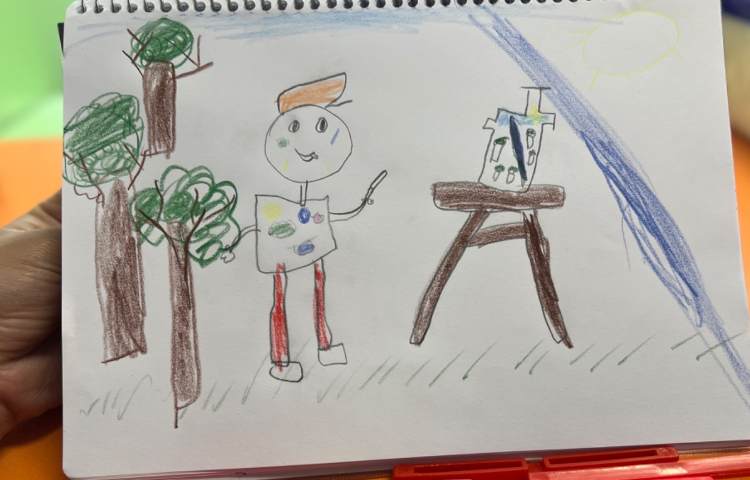 نقاشی از یک نقاش درحال نقاشی در فضای دلخواه (منظره ،موزه ،بنای تاریخی...) 7