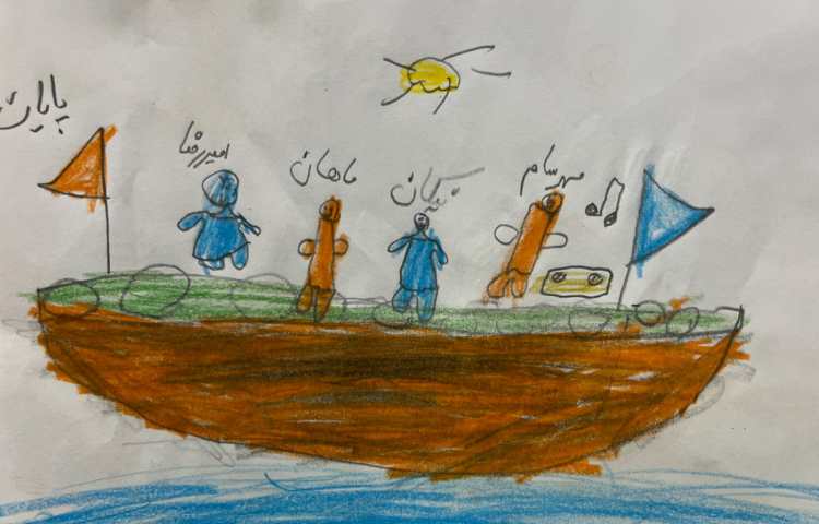 نقاشی از یک کشتی تفریحی و جزیره 10