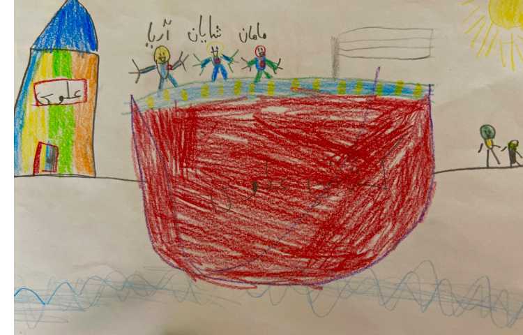 نقاشی از یک کشتی تفریحی و جزیره 14