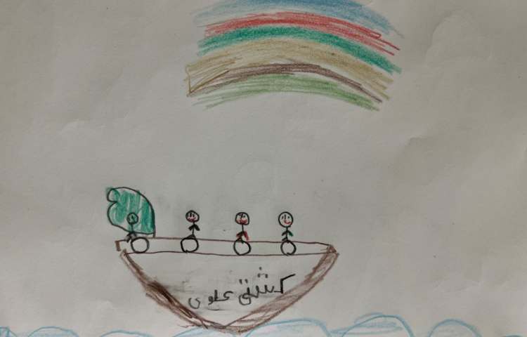 نقاشی از یک کشتی تفریحی و جزیره 2