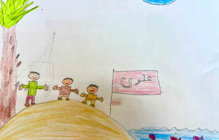 نقاشی از یک کشتی تفریحی و جزیره 5