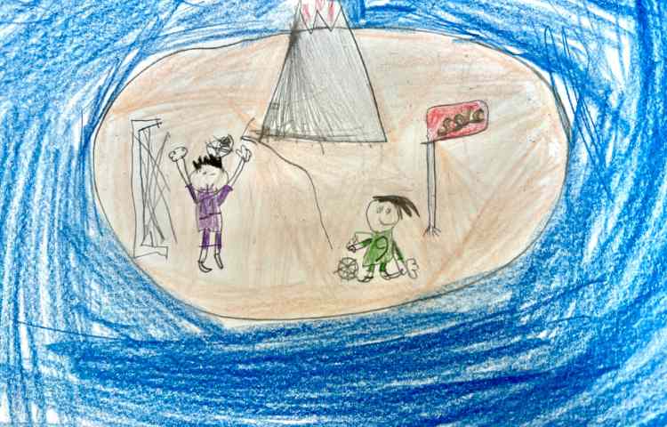 نقاشی از یک کشتی تفریحی و جزیره 6