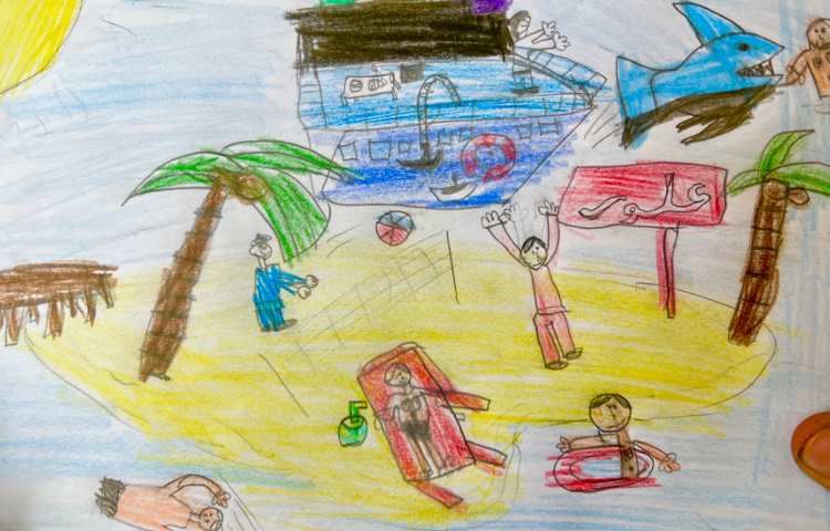 نقاشی از یک کشتی تفریحی و جزیره 8
