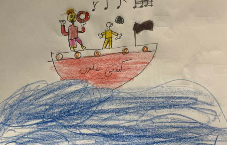 نقاشی از یک کشتی تفریحی و جزیره 9