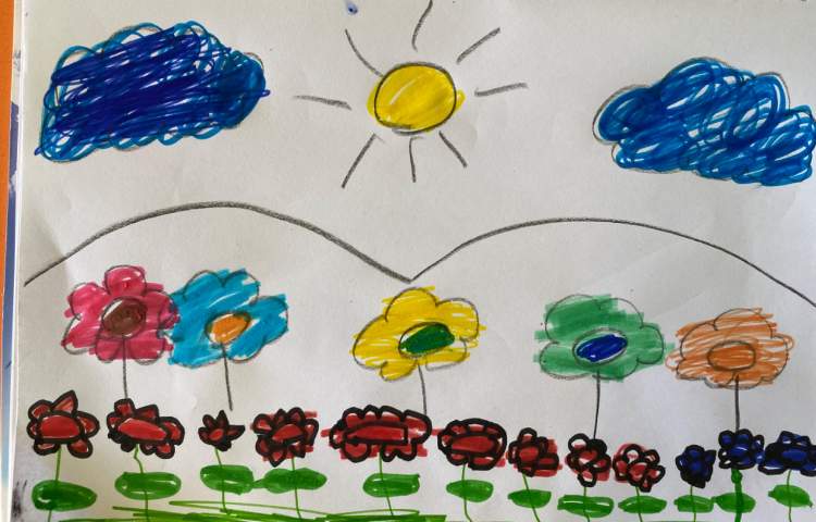 :نقاشی دشت گلهای آفتابردان، پایه پیش دبستان 10