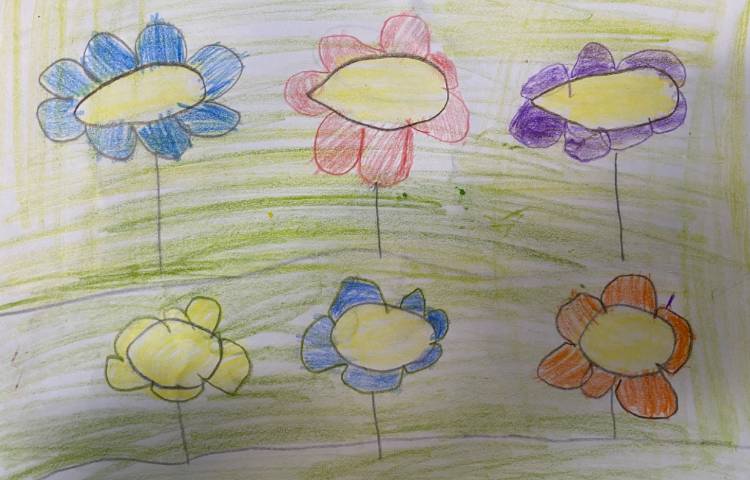 :نقاشی دشت گلهای آفتابردان، پایه پیش دبستان 5