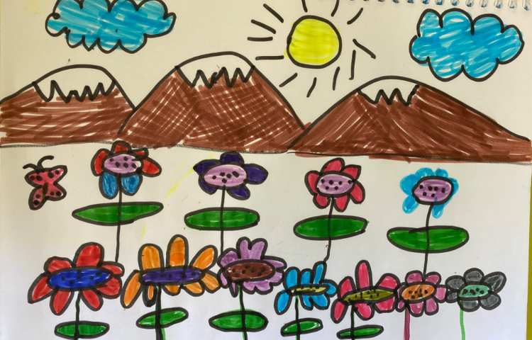 :نقاشی دشت گلهای آفتابردان، پایه پیش دبستان