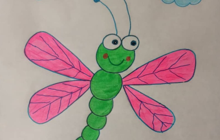 نقاشی سنجاقک با ماژیک