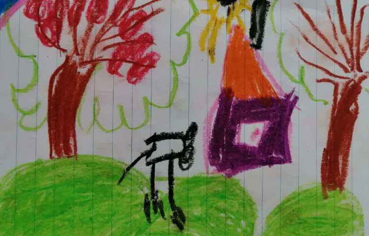 نقاشی طبیعت با مدادشمعی 4