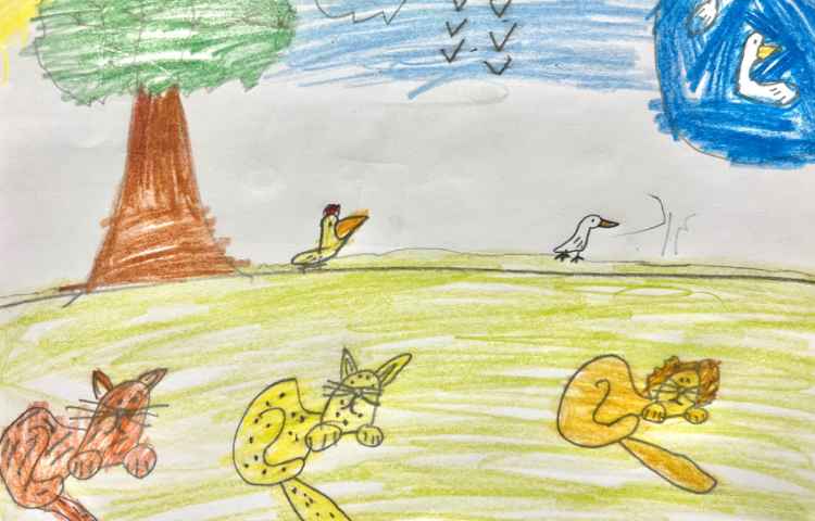 نقاشی منظره با مدادرنگی 7