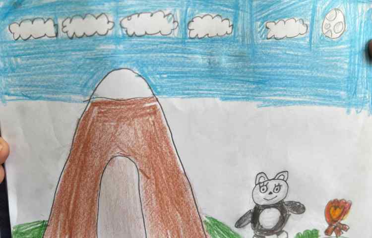 نقاشی کوه وغار همراه باخرس