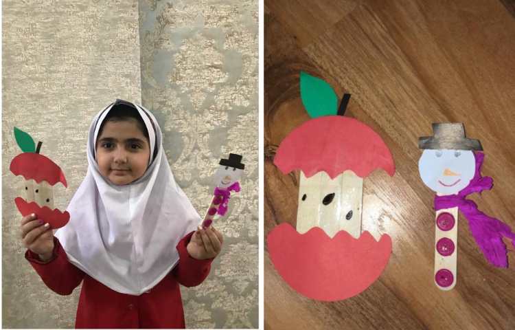 هفته ملی علوم کلاس چوب بستنی جادویی، کاردستی زیبای دختر خوبم السا خاکیان