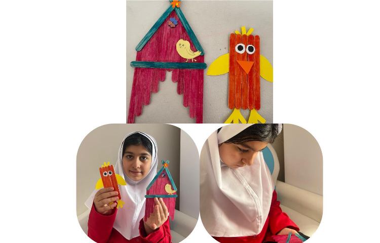 هفته ملی علوم کلاس چوب بستنی جادویی، کاردستی زیبای دختر خوبم رها اجلالی