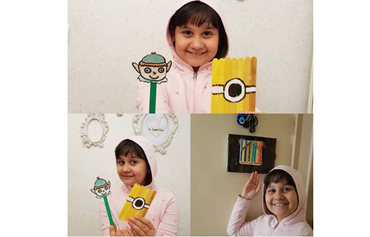 هفته ملی علوم کلاس چوب بستنی جادویی، کاردستی زیبای دختر خوبم ویانا مومن آبادی