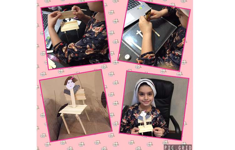 هفته ملی علوم کلاس چوب بستنی جادویی، کاردستی زیبای دختر خوبم پانیسا رفیعی