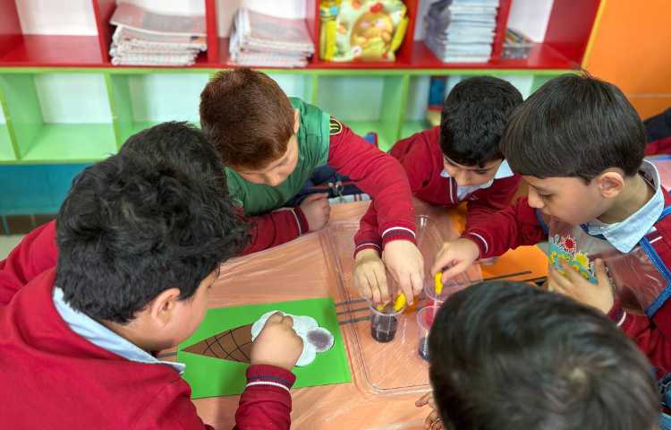 هفته ی ملی علوم پروژه برگ جادویی و قطره رنگی 1