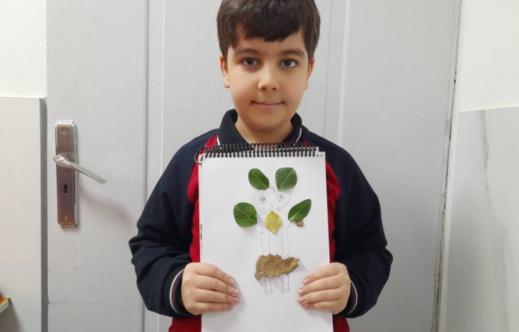 هنر- طراحی کاراکتر و کولاژ با استفاده از برگ 4