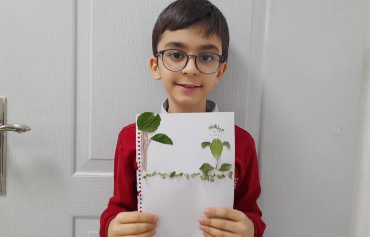 هنر- طراحی کاراکتر و کولاژ با استفاده از برگ