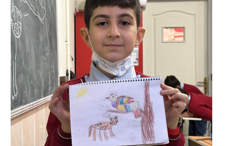 هنر - نقاشی طاووس و ببر