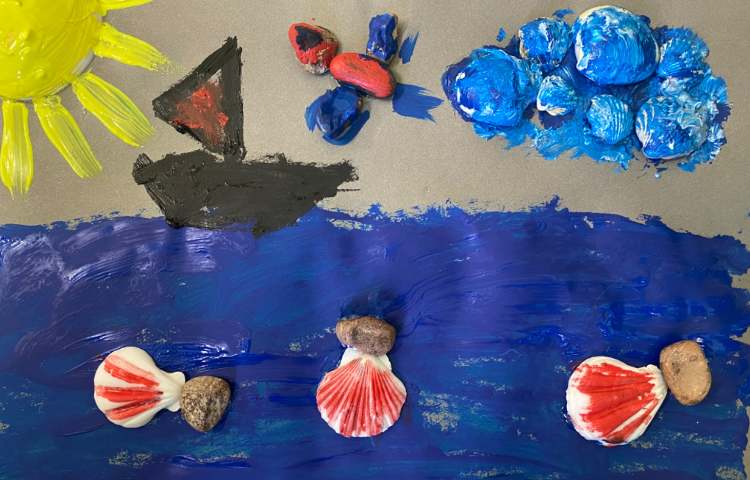 :هنر و خلاقیت، کار تابلو سنگی، کلاس زمین