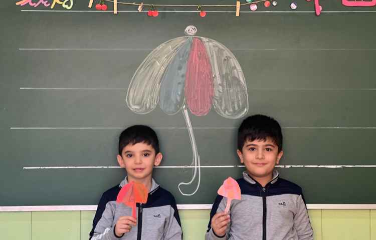 چتر رنگی بابرگ های پاییزی