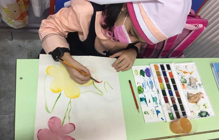 کشیدن برگ گلهای رنگی با آبرنگ 6