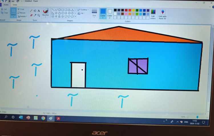 کشیدن خط راست و خط خمیده و استفاده از سطل رنگ در نرم افزار paint 2