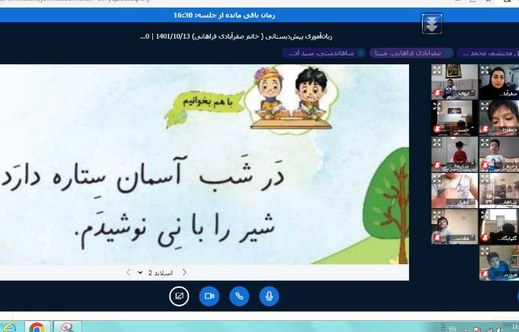 :کلاسهای آنلاین فارسی و هوش، کلاس شاپرک 1