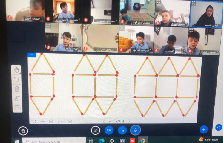 کلاس آنلاین- دانش اموزان با توجه به تصویر، الگوها را درست کردند