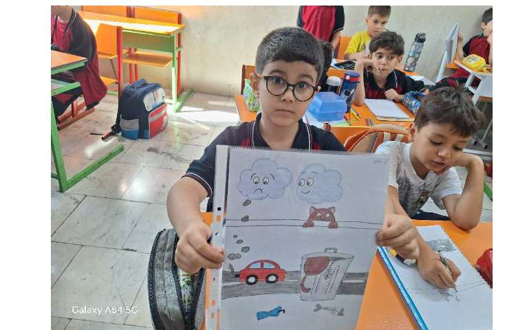 کلاس دوم خانم ترکاشوند نقاشی حیوانات در سطل زباله 2