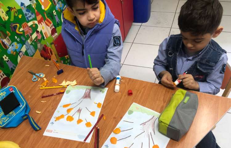 کلاس هوش و خلاقیت جهت دستورزی، پوست نارنگی را جدا کردیم و برش دادیم و با ان درخت نارنگی درست کردیم 2