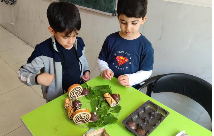 کیک حلزونی برای تدریس نشانه (ح) 1