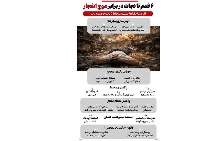 6 قدم نجات در برابر موج انفجار
